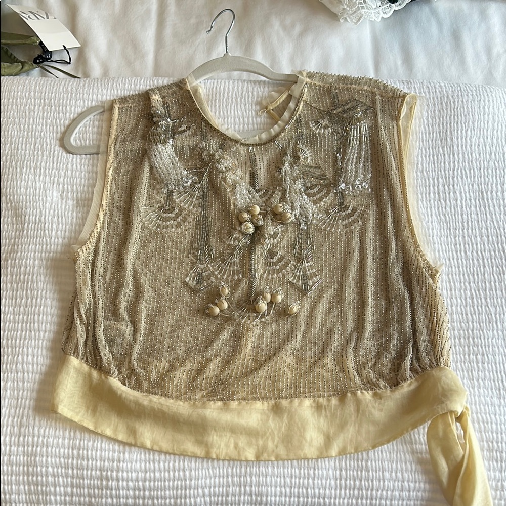 Embellished Gold Sleeveless Top